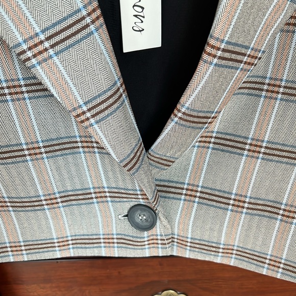 For Love and Lemons Kym Crop Blazer Grey Plaid NWT - Picture 10 of 13